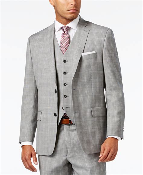 michael kors classic plaid suit 0500087961854 grey|Men's Classic.